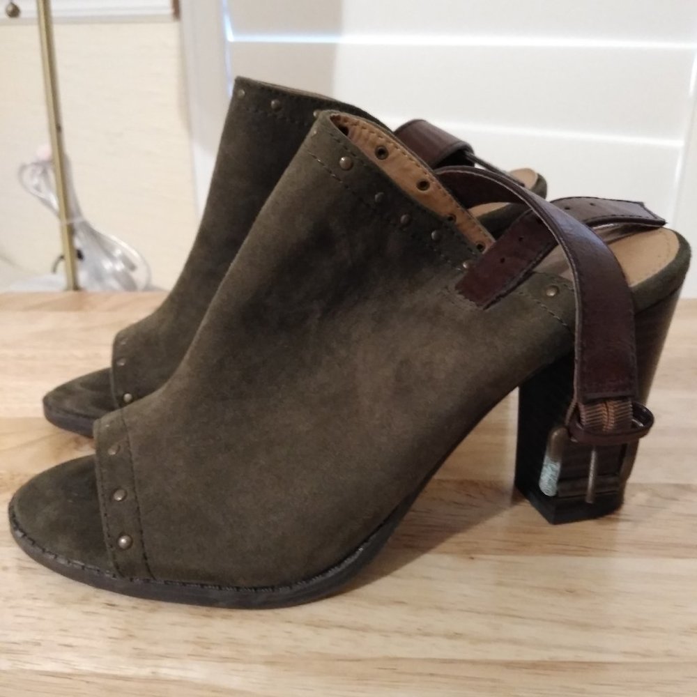 Olive green strap heels